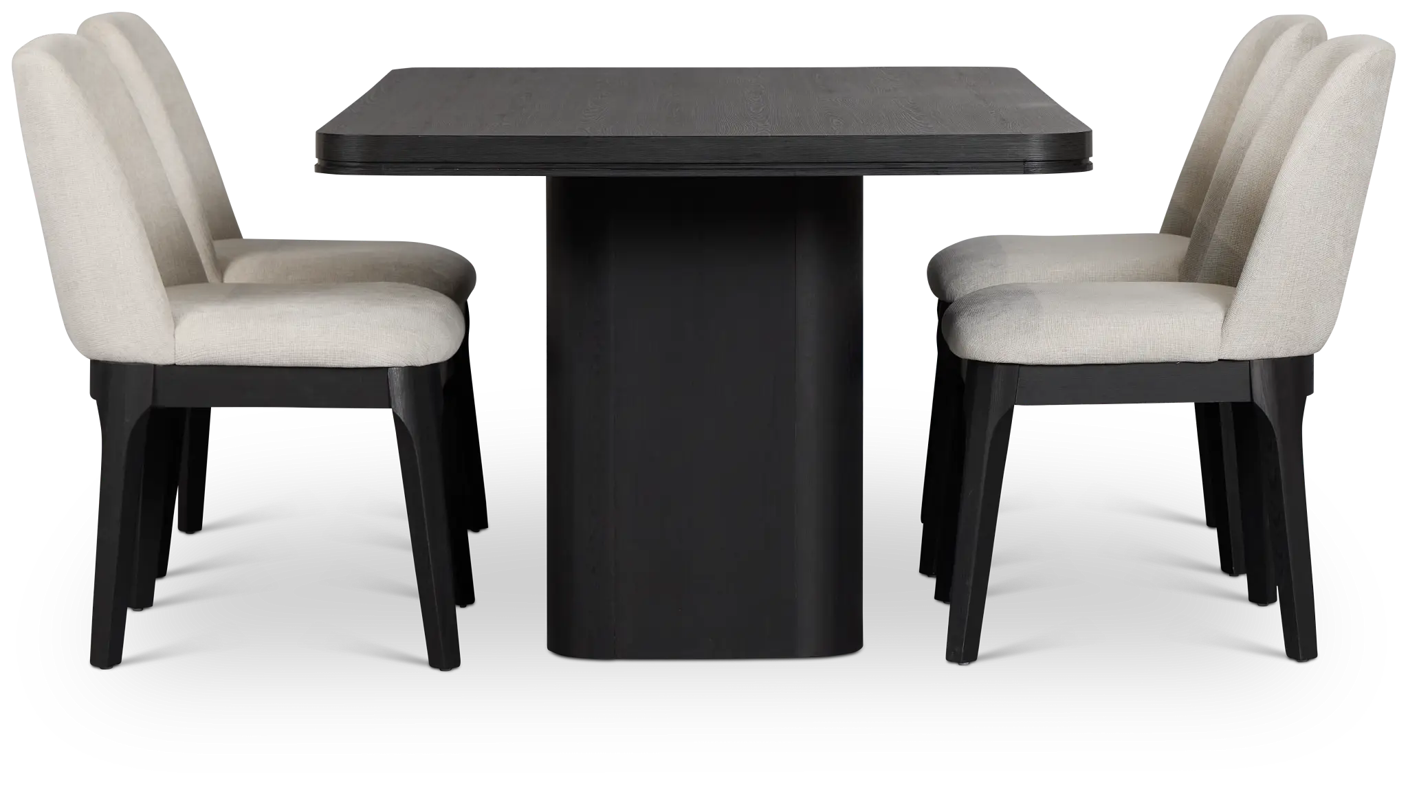Emory Black Rectangular Table & 4 Upholstered Chairs Emory Black Rectangular Table & 4 Upholstered Chairs