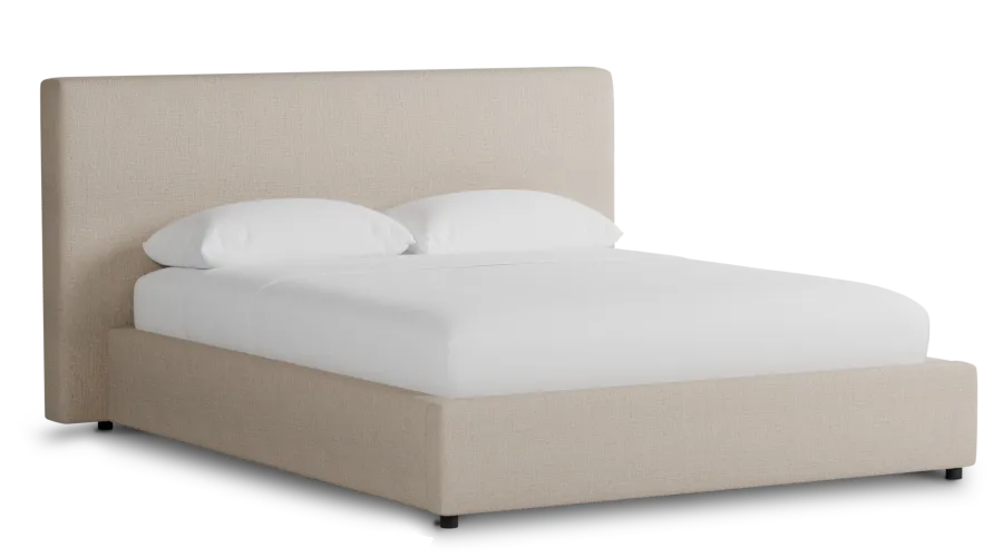 Grayton Linen Beige 44" Upholstered Platform Bed