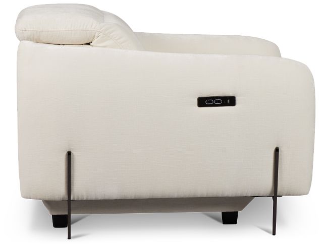 Zuri White Velvet Power Recliner With Power Headrest
