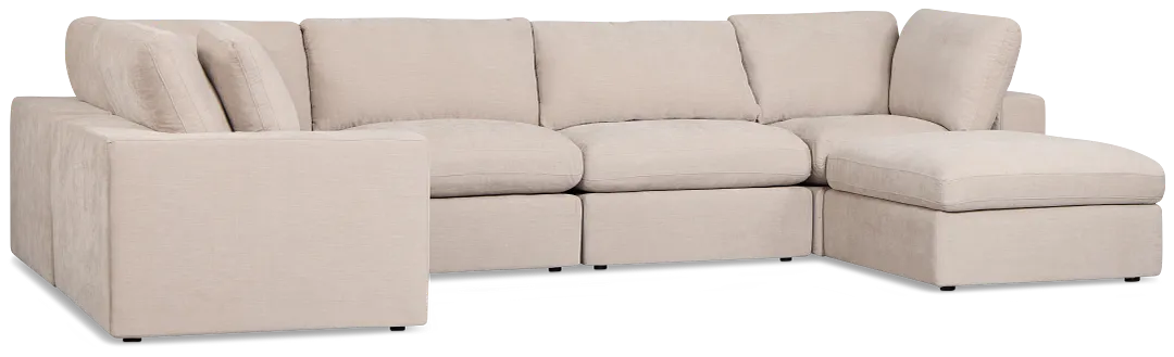 Breeze Taupe Fabric 6-piece Pit Sectional