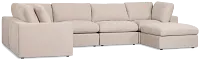 Breeze Taupe Fabric 6-piece Pit Sectional