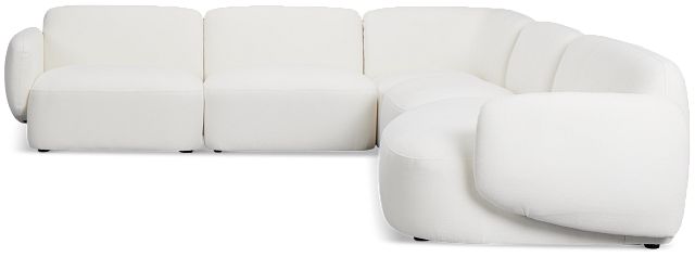 Halsey White Fabric Medium Right Facing Cuddler Sectional