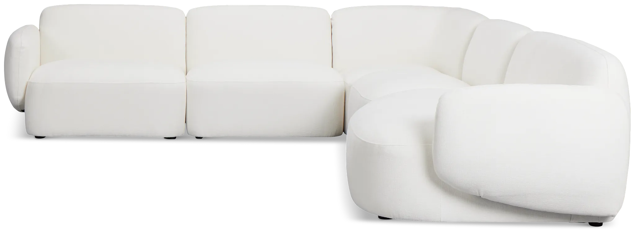 Halsey White Fabric Medium Right Facing Cuddler Sectional