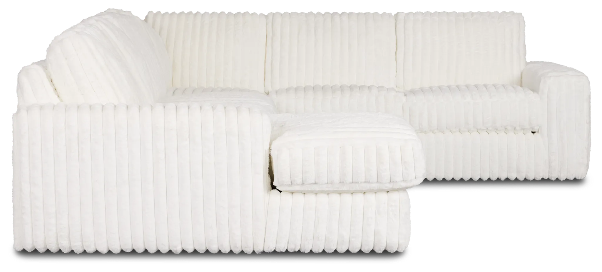 Teddy White Fabric Medium Left Chaise Sectional