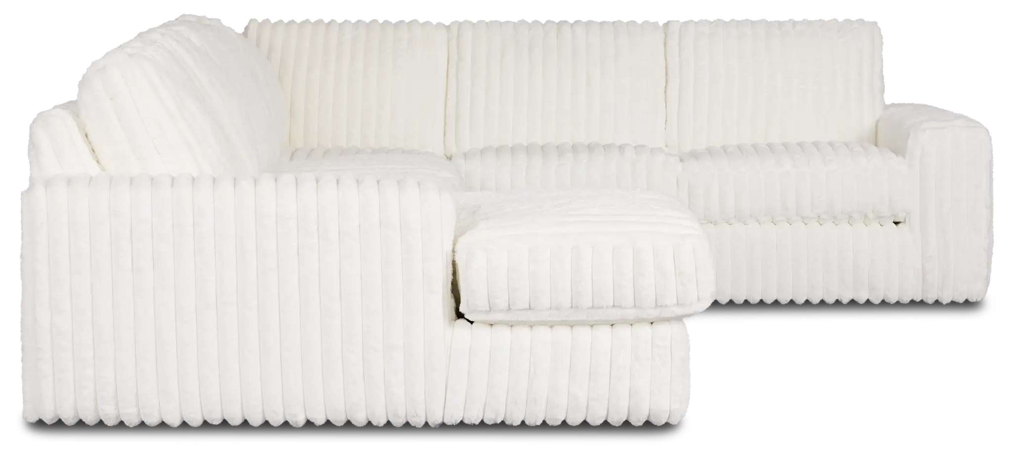 Teddy White Fabric Medium Left Chaise Sectional Teddy White Fabric Medium Left Chaise Sectional