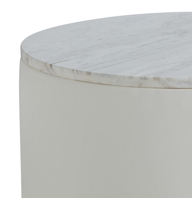 Ocean Drive White Marble Round End Table