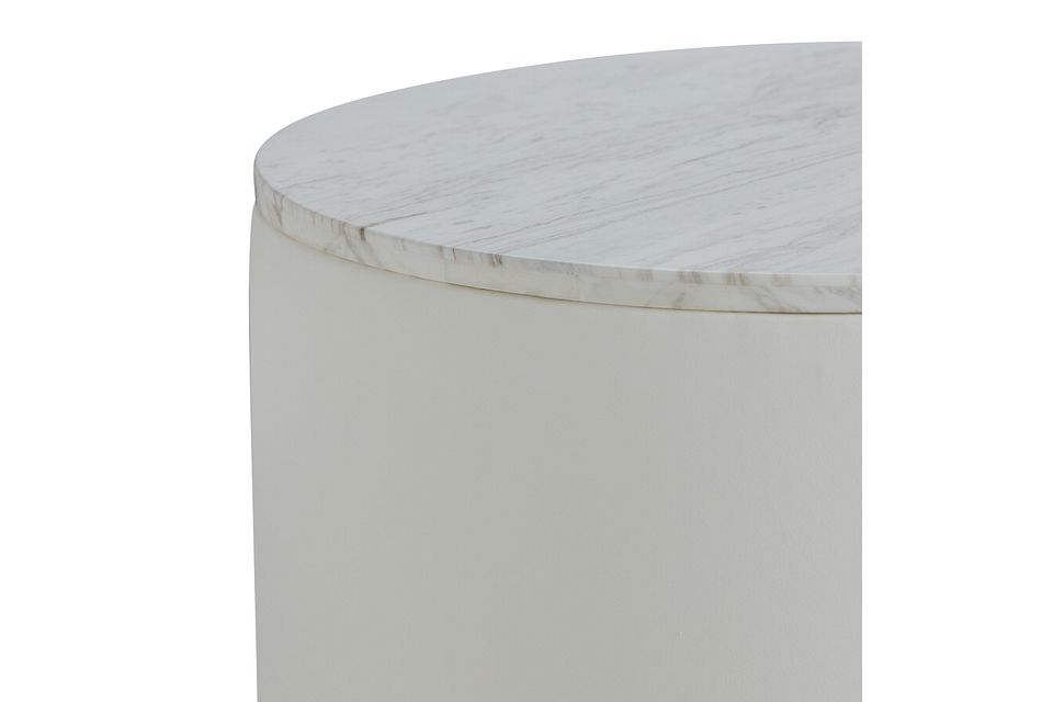 Ocean Drive White Marble Round End Table