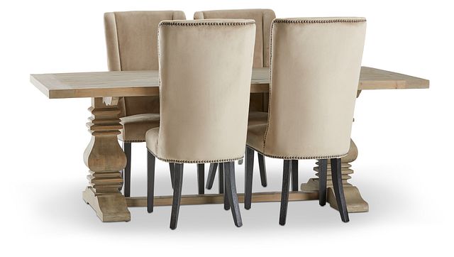 Hadlow Gray 84" Table & 4 Velvet Chairs