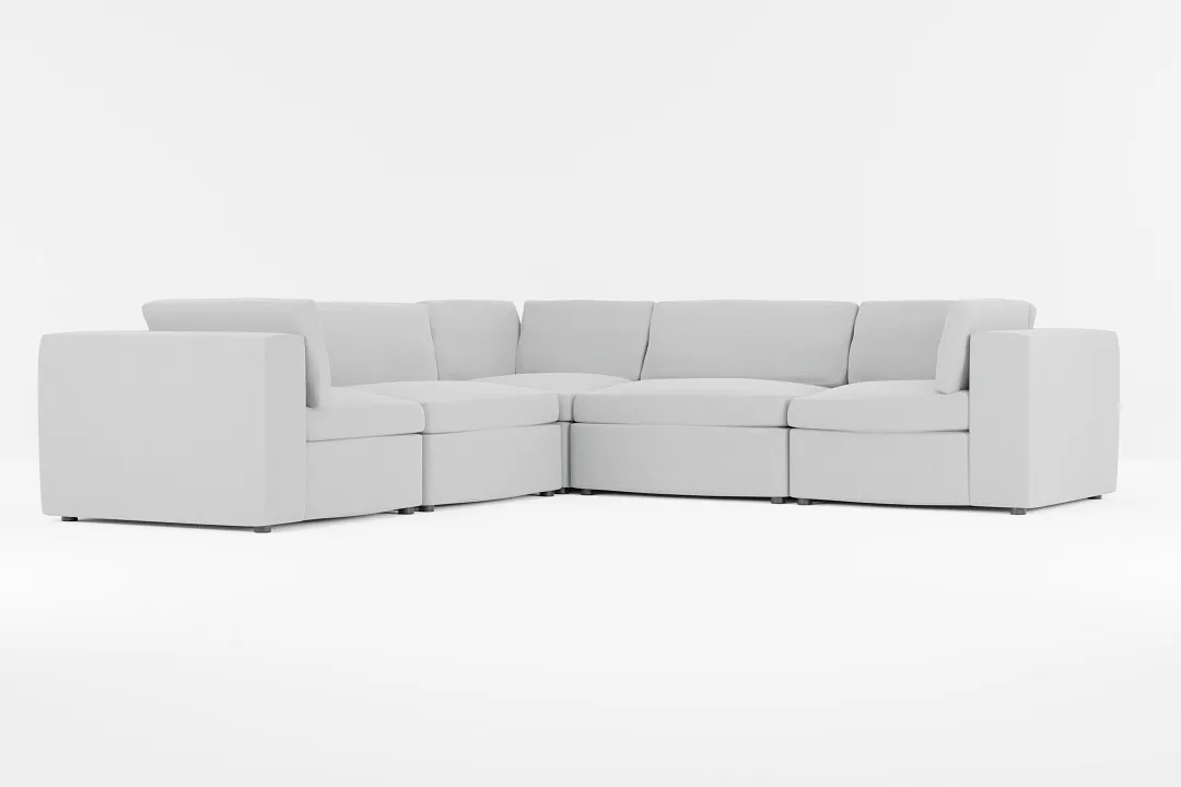 Destin Suave Gray Fabric 5-piece Modular Sectional