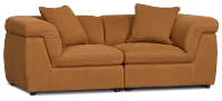 Aria Medium Brown Micro Immersive 2-piece Modular Sofa