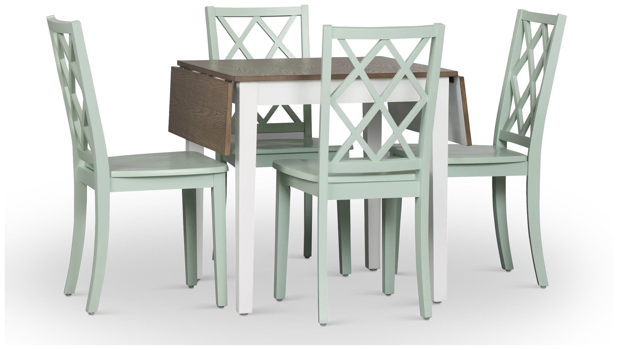 Edgartown Two-tone Rect Table & 4 Light Blue Wood Chairs