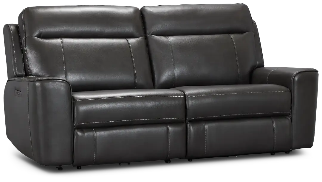 Benji Dark Gray Lthr/vinyl Power Reclining Sofa Benji Dark Gray Lthr/vinyl Power Reclining Sofa