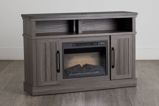 Hillsdale Gray 54" Tv Stand With Fireplace Insert