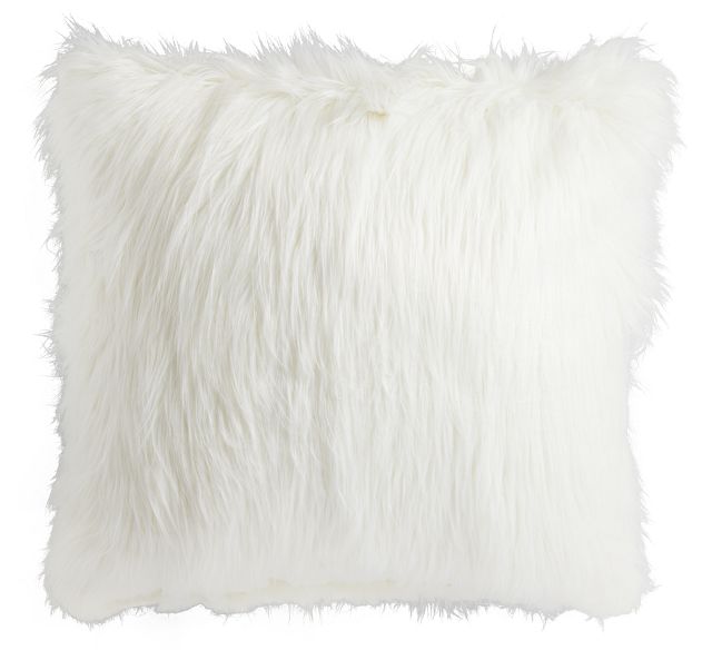 Shag White 24" Accent Pillow
