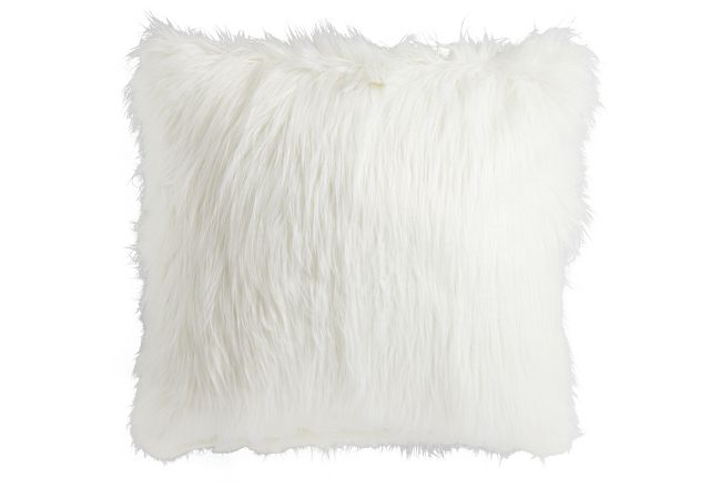 Shag White 24" Accent Pillow