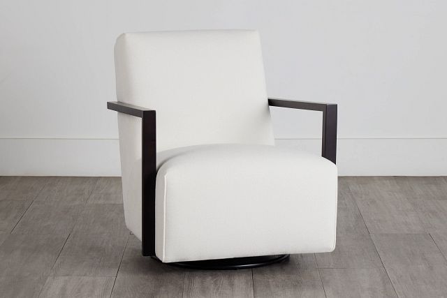 Lucas White Fabric Swivel Rocker Glider