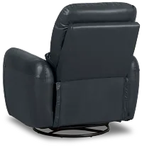 Eve Dark Blue Lthr/vinyl Power Swivel Glider Recliner