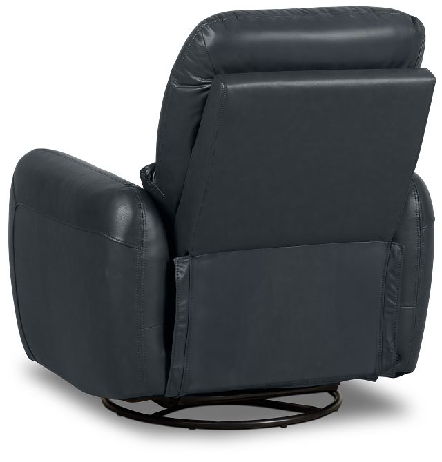 Eve Dark Blue Lthr/vinyl Power Swivel Glider Recliner