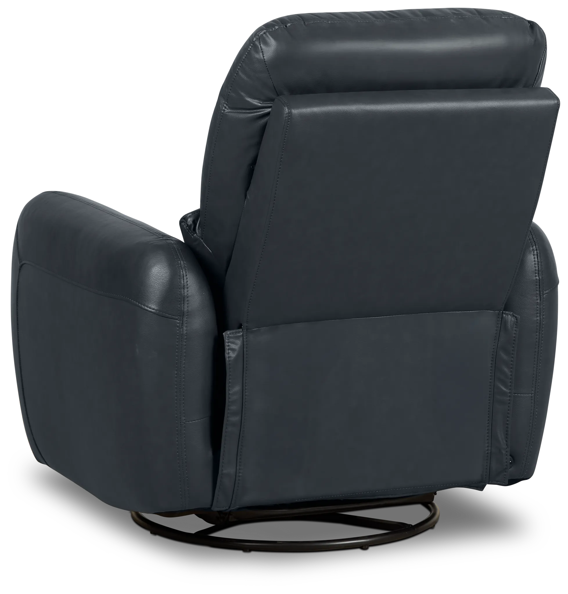 Eve Dark Blue Lthr/vinyl Power Swivel Glider Recliner