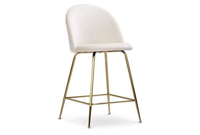 Capri Ivoryvelvet Upholstered 24" Barstools W/gold Legs