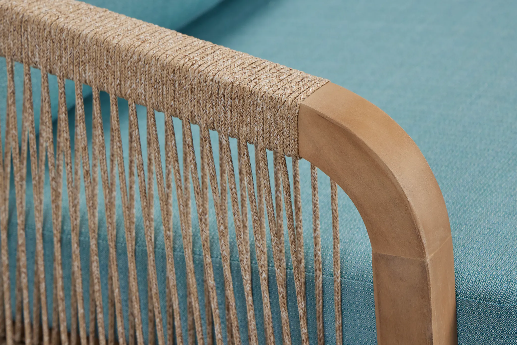 Laguna Light Tone Loveseat With Teal Cushions