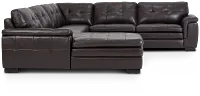 Braden Dark Brown Leather Medium Left Chaise Sectional