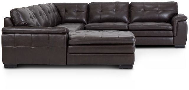 Braden Dark Brown Leather Medium Left Chaise Sectional