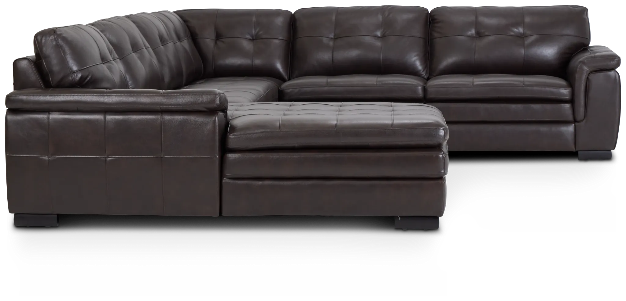 Braden Dark Brown Leather Medium Left Chaise Sectional