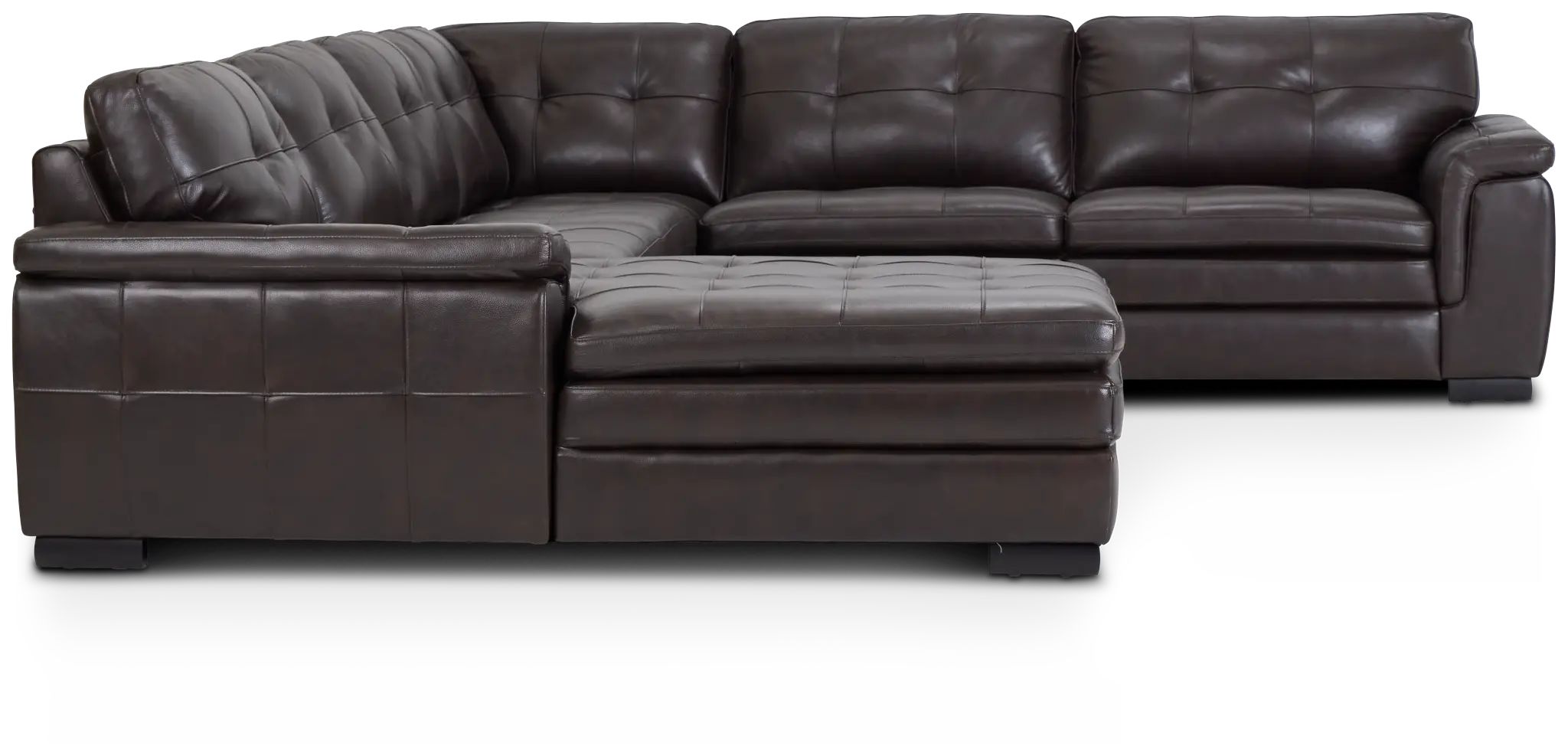 Braden Dark Brown Leather Medium Left Chaise Sectional Braden Dark Brown Leather Medium Left Chaise Sectional