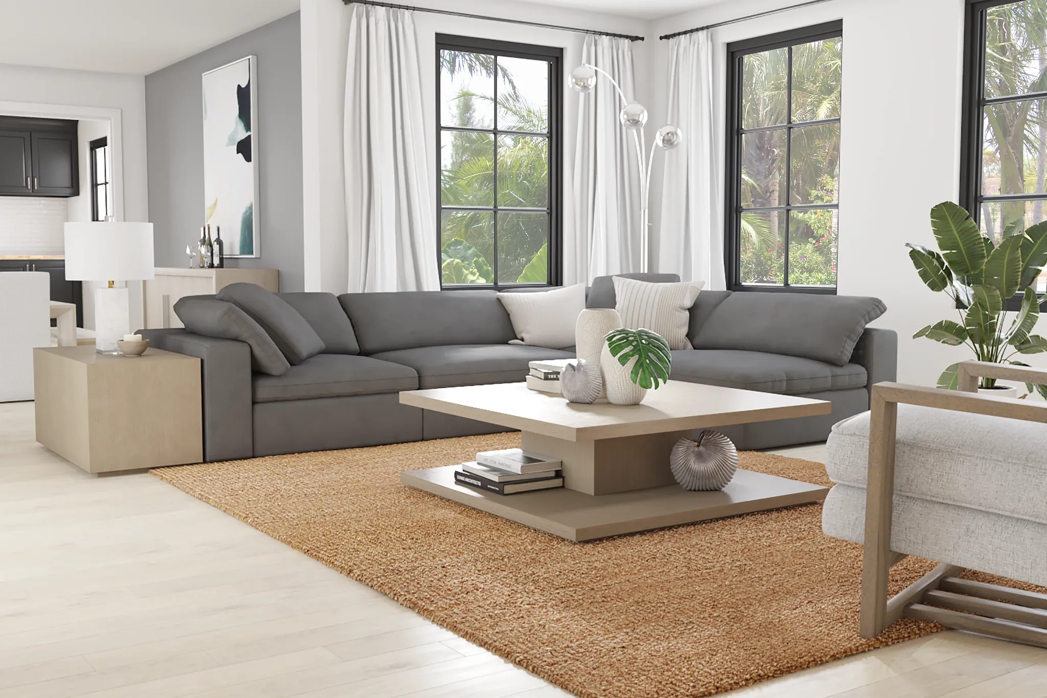 Nixon Light Gray Fabric 4-piece Modular Sectional