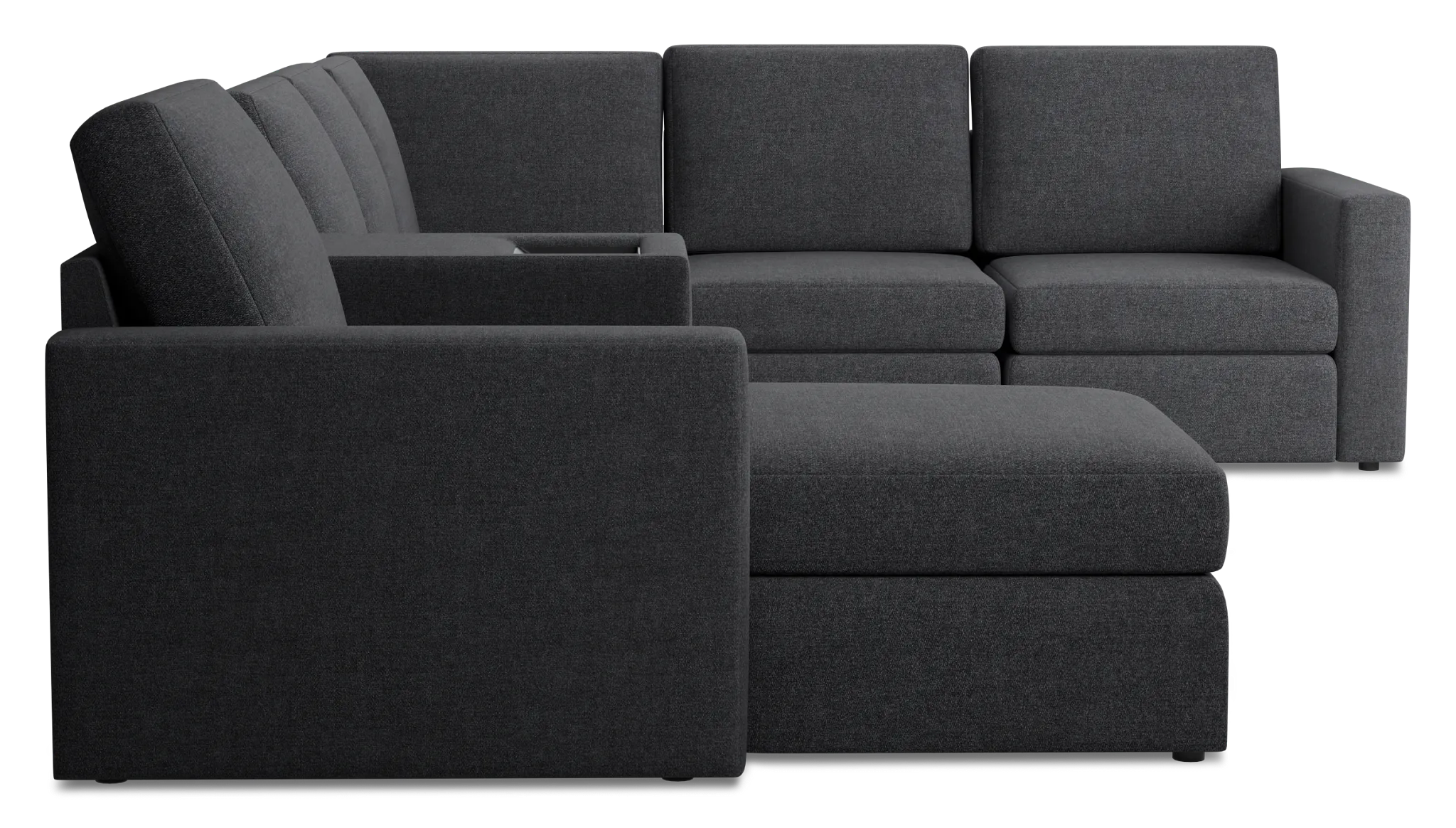 Citymod Dark Gray Fabric Large Left Chaise Sectional With Storage Console