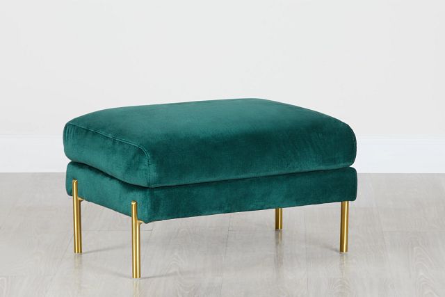 Bella Dark Green Velvet Ottoman