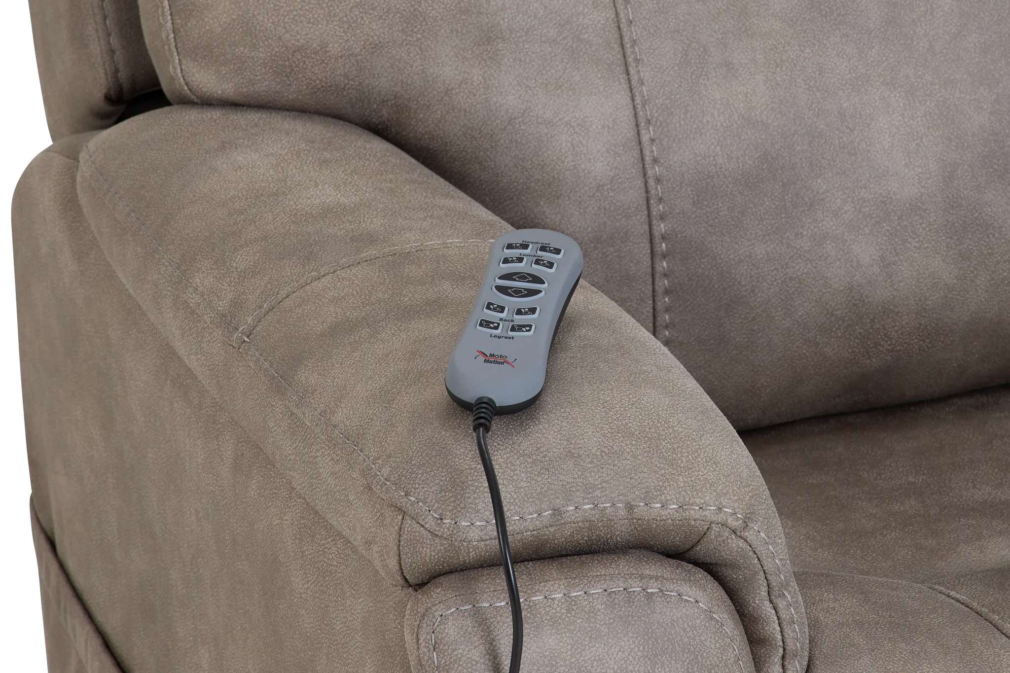 Akron Taupe Micro Power Lift Recliner With Power Lumbar