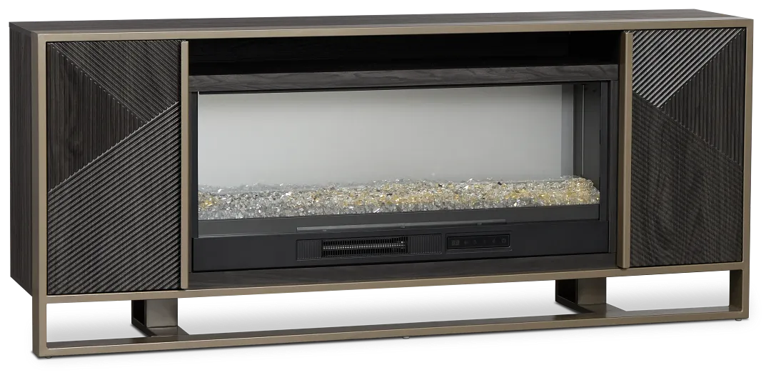 Stanley Dark Gray 72" Tv Stand With Fireplace Insert