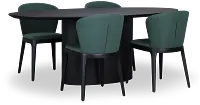 Nomad Black 78" Oval Table & 4 Dark Green Chairs W/ Black Legs