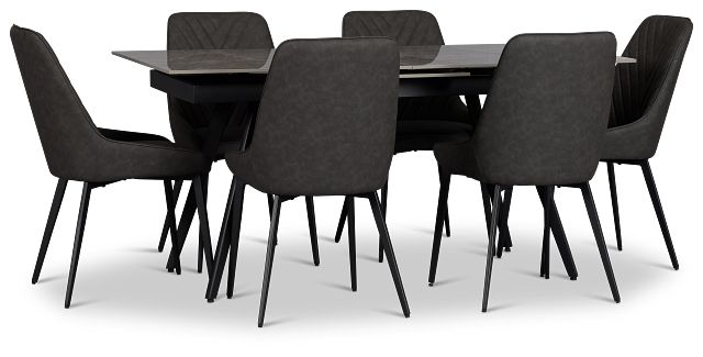 Maricopa Gray Extension Table With 6 Upholstered Side Chairs