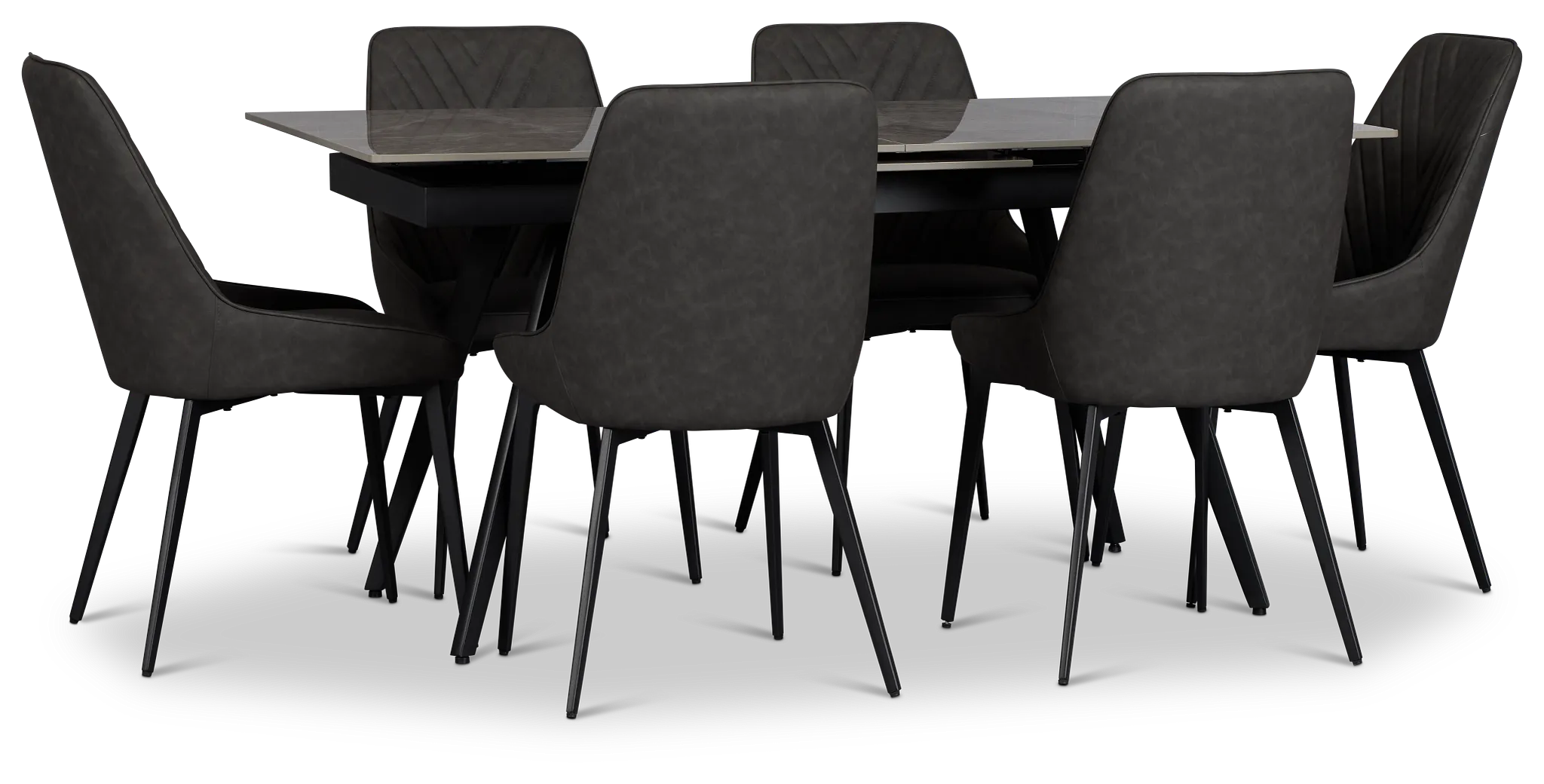 Maricopa Gray Extension Table With 6 Upholstered Side Chairs
