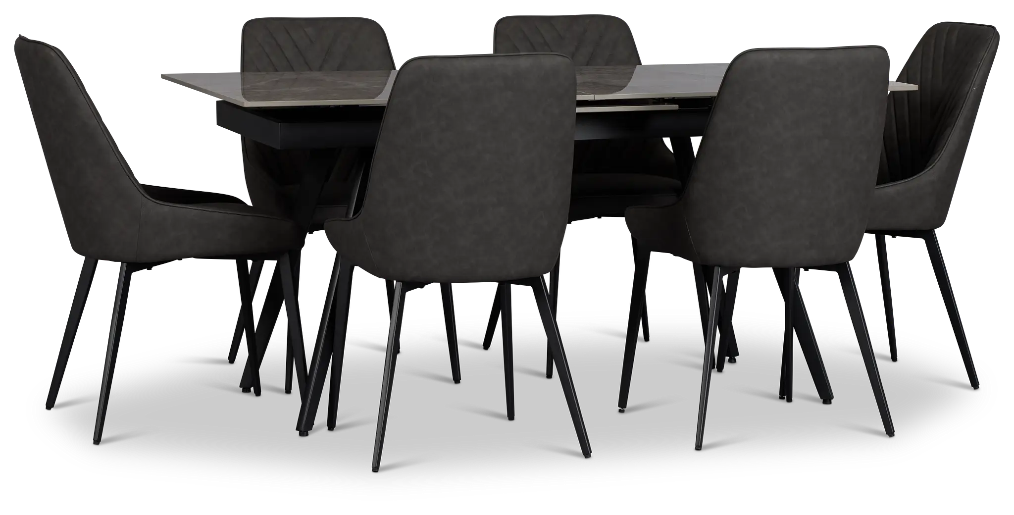 Maricopa Gray Extension Table With 6 Upholstered Side Chairs Maricopa Gray Extension Table With 6 Upholstered Side Chairs