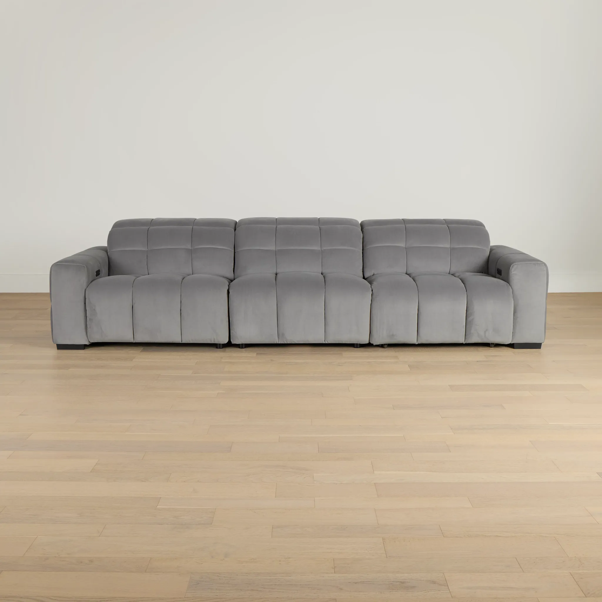 Gemma Light Gray Velvet Right Chaise Power Reclining Sectional