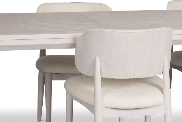 Gables White Rect Table & 4 Upholstered Chairs