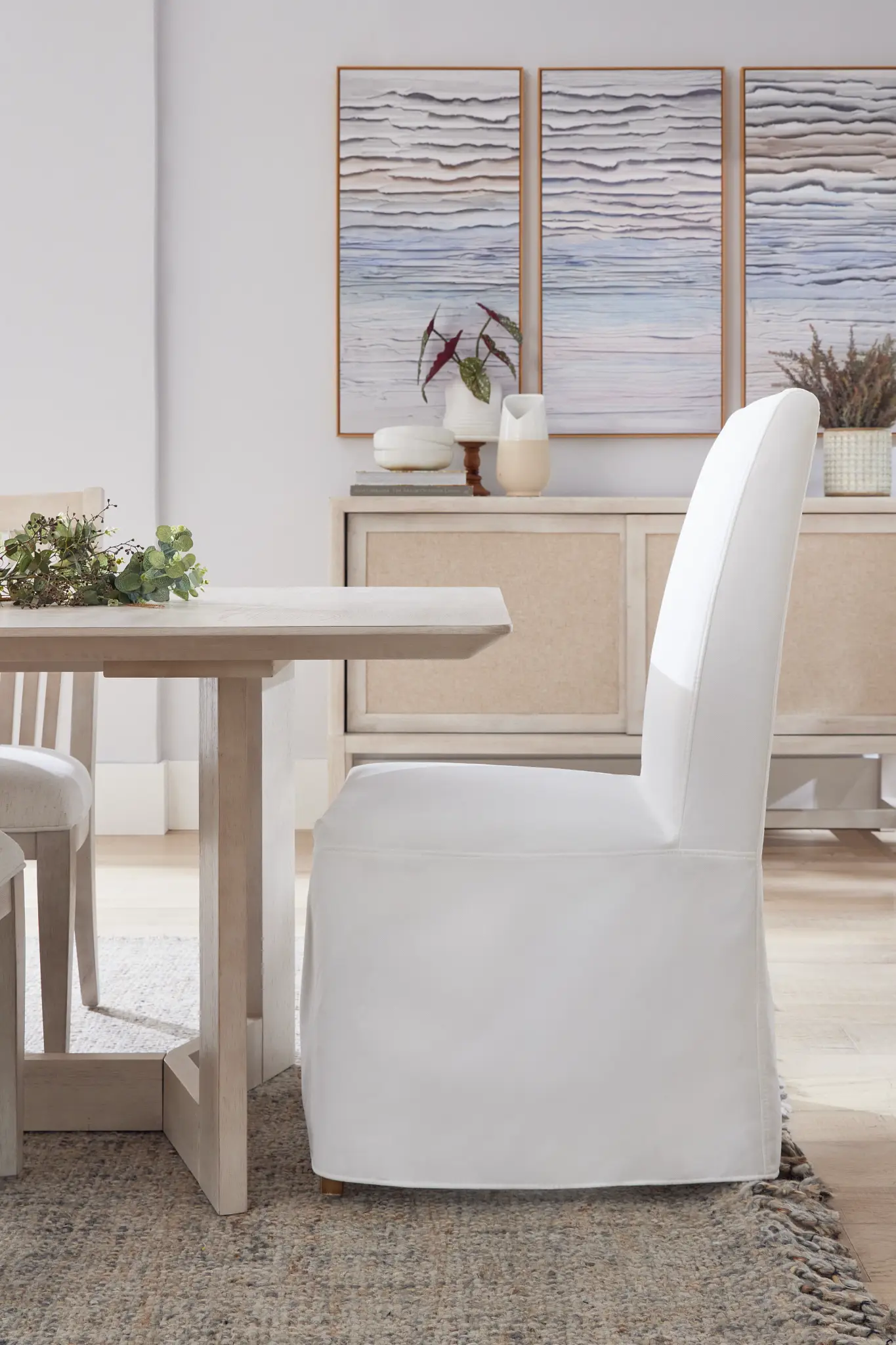 Destination White Long Slipcover Chair With Light Tone Leg Destination White Long Slipcover Chair With Light Tone Leg