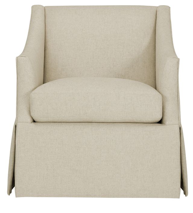 Clayton White Fabric Swivel Accent Chair