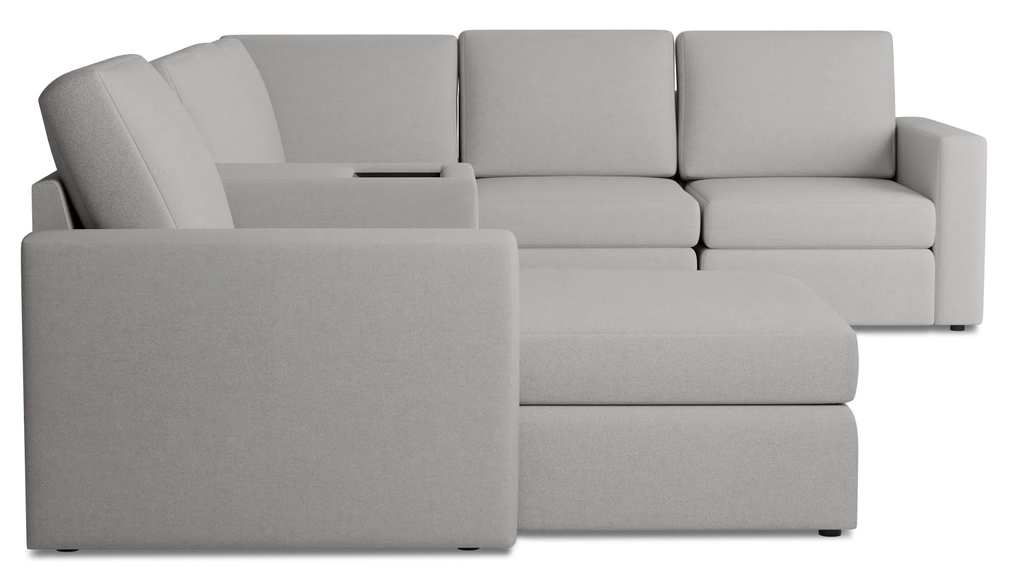 Citymod Light Gray Fabric Large Left Chaise Sectional With Media Console