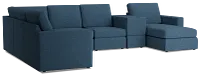 Citymod Blue Fabric Large Right Chaise Sectional With Storage Console