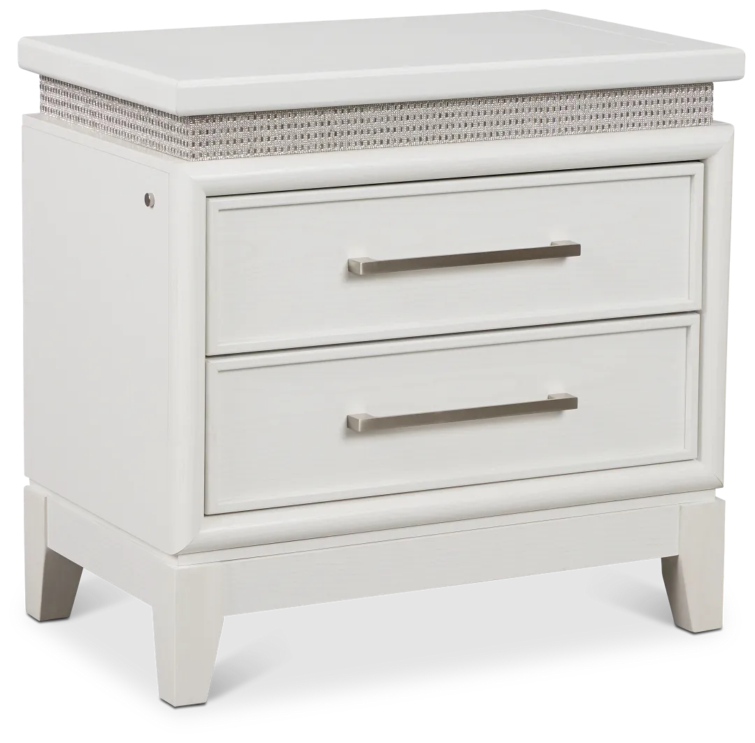 Alessandria White Lighted Nightstand