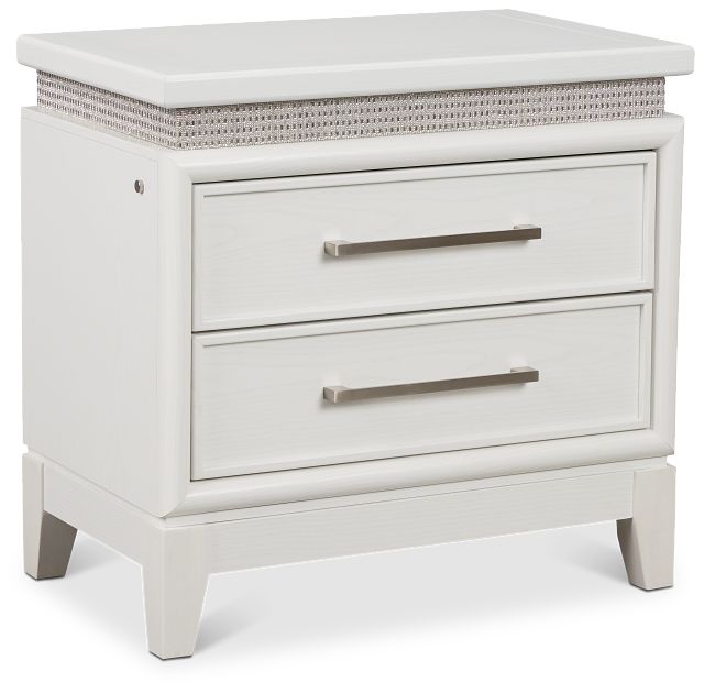 Alessandria White Lighted Nightstand