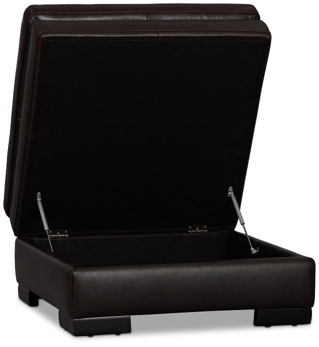 Braden Dark Brown Leather Storage Ottoman