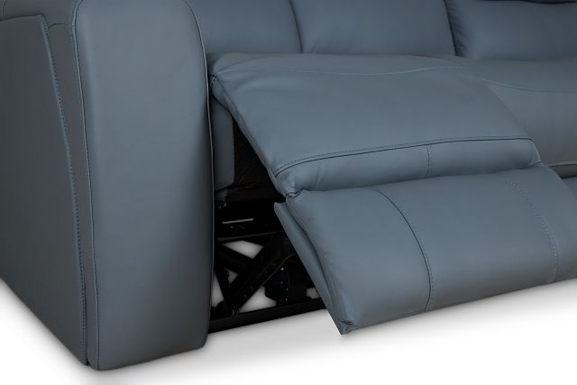 Summit Blue Lthr/vinyl Power Reclining Sofa W/ Power Headrest