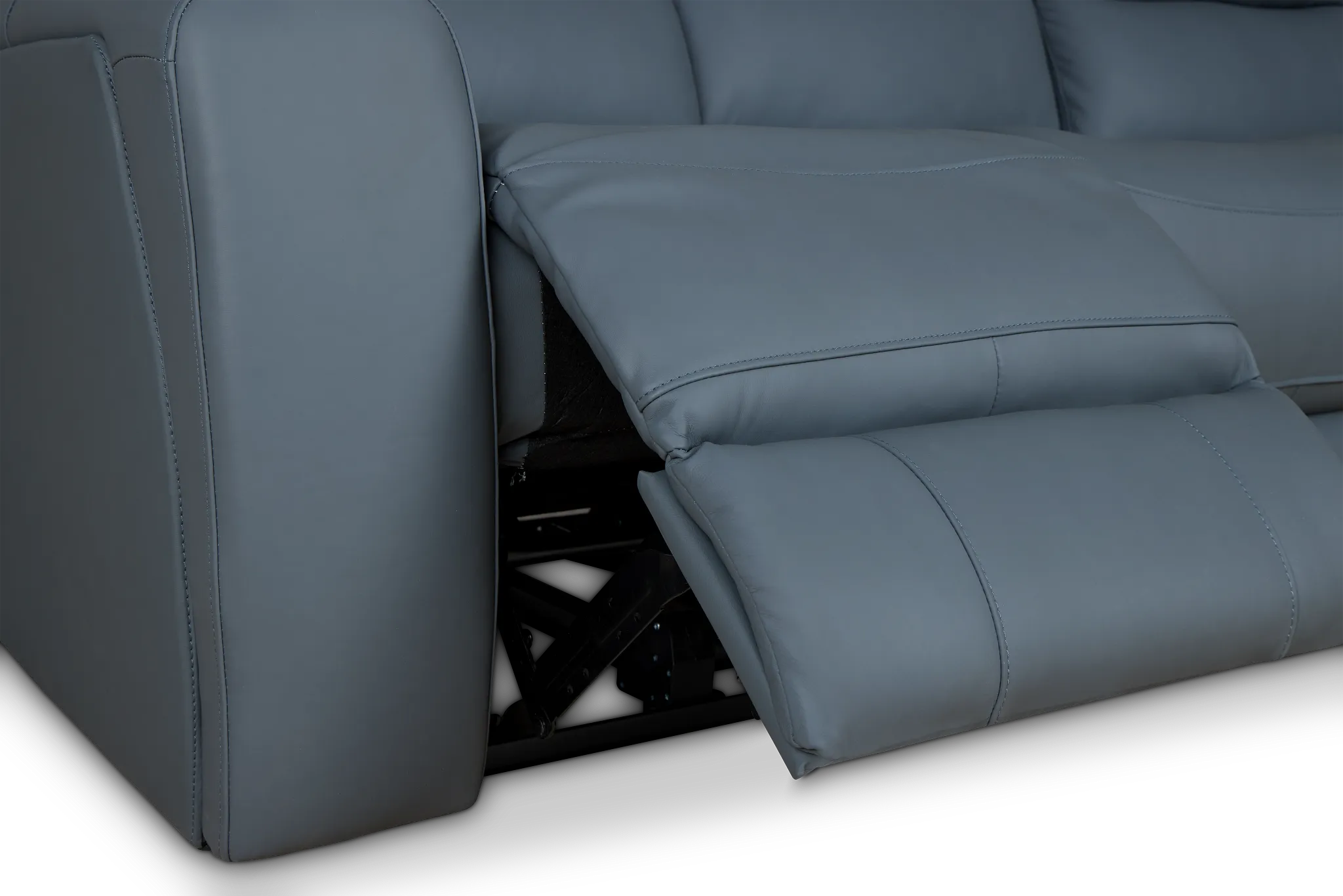 Summit Blue Lthr/vinyl Power Reclining Sofa W/ Power Headrest