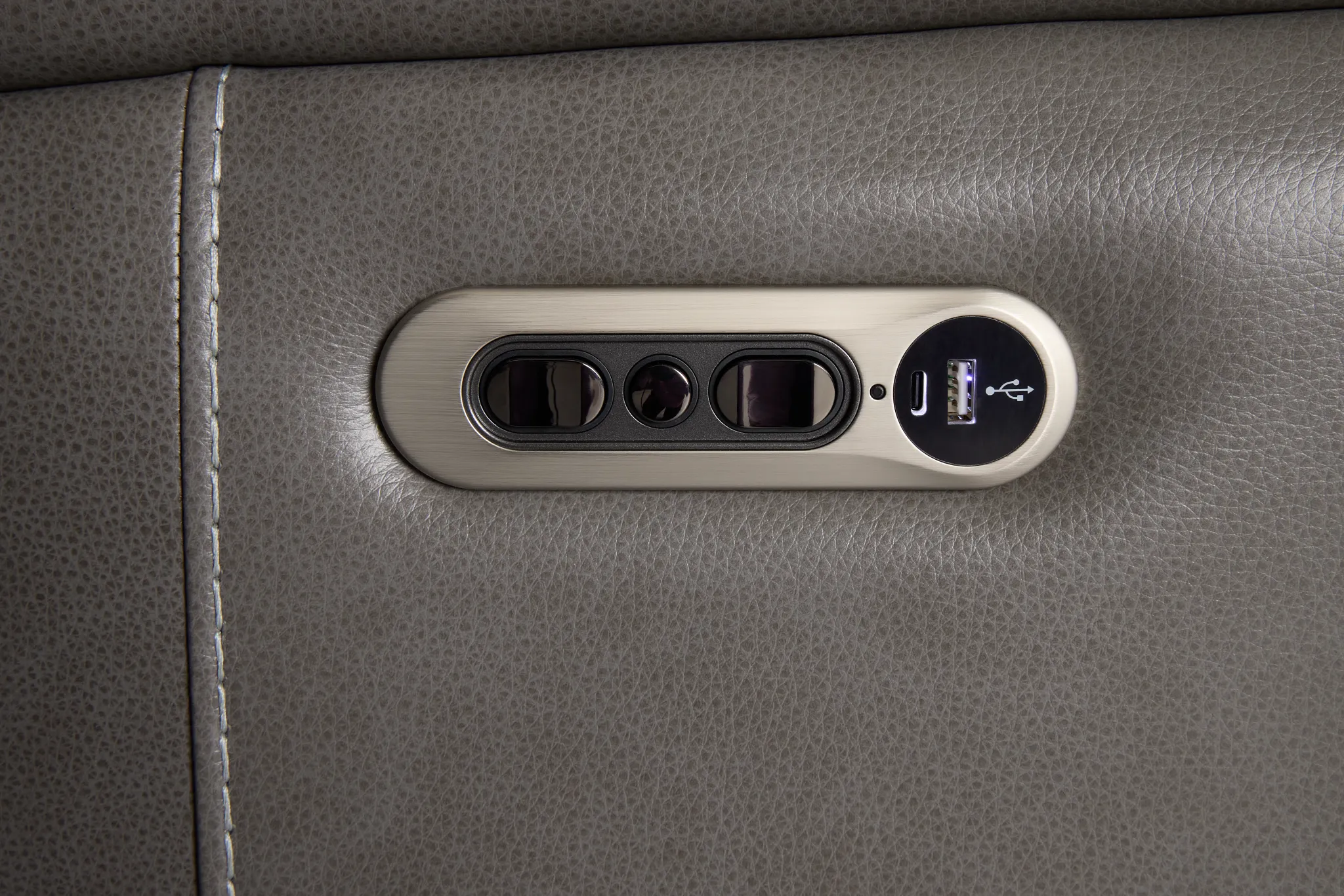 Jasper Gray Leather Small Two-arm Power Reclining Sectional